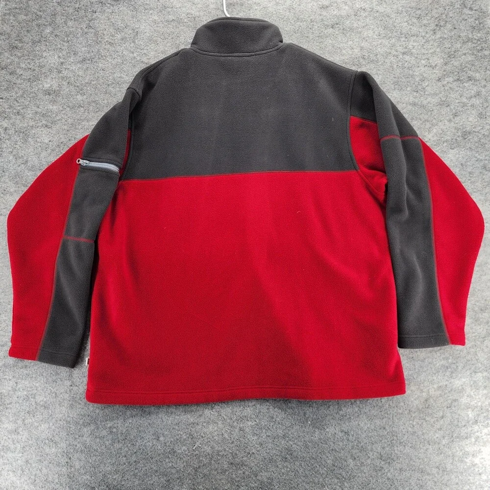 REI Fleece Jacket Mens Extra Large Quarter Zip Gray Red Long Sleeve